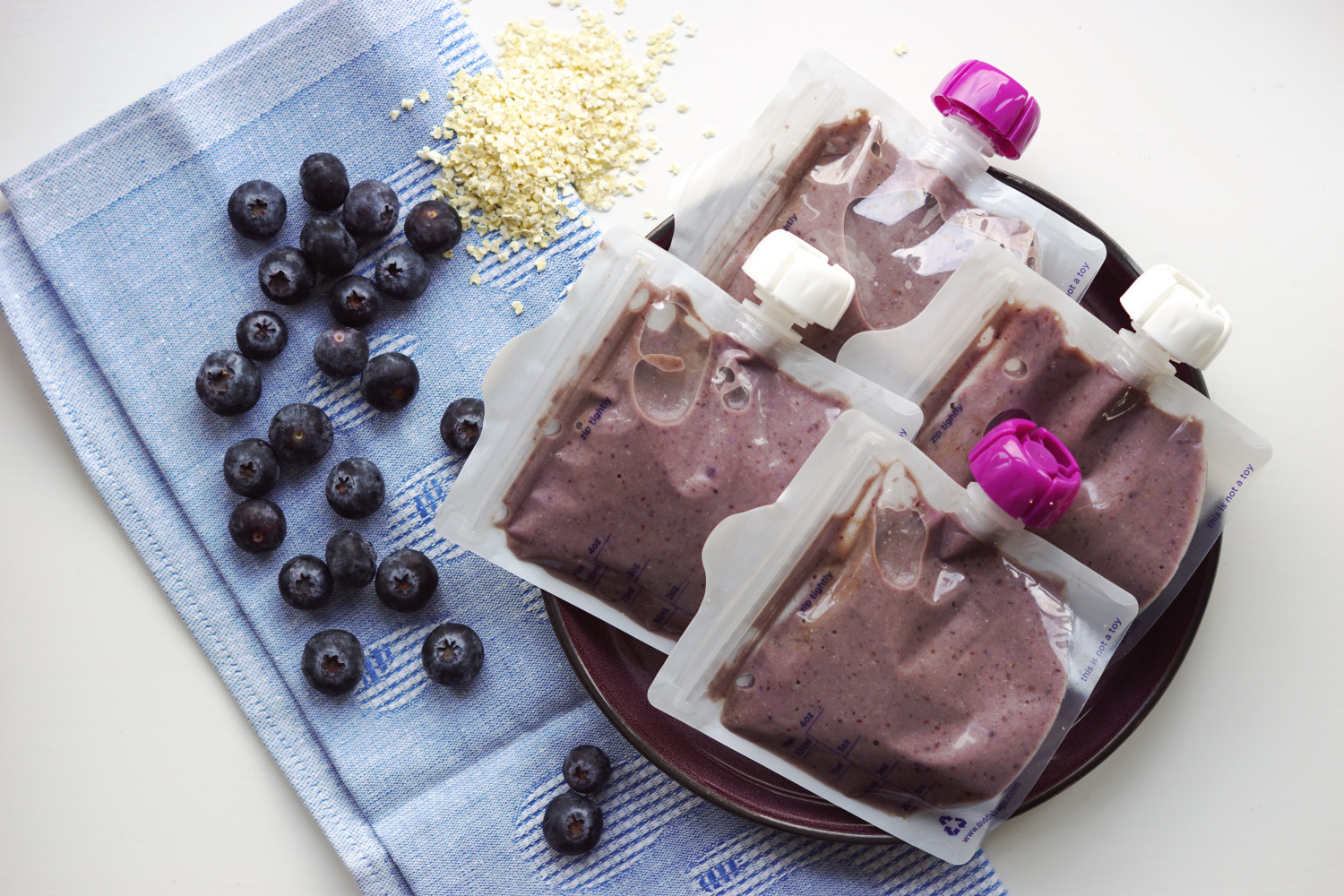 Grødsmoothie m. blåbær/banan og quinoa (+4 mdr.)